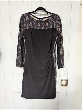 Black Lace-Accent Sheath Dress